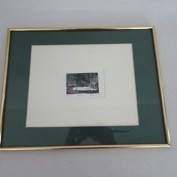 Hope Barton "Patio" Print Miniature Outdoor Landscape Cottage Signed Numbered - Picture 1 of 10